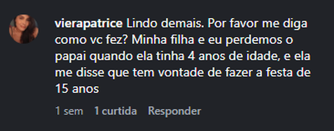 Recorte do comentário real 1 publicado no Instagram.