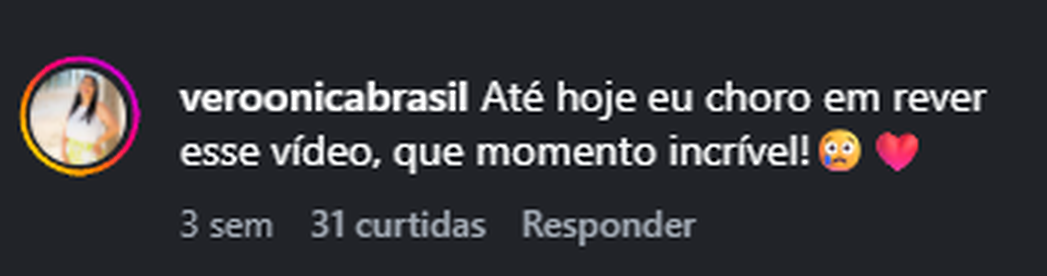 Recorte do comentário real 2 publicado no Instagram.