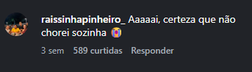 Recorte do comentário real 3 publicado no Instagram.