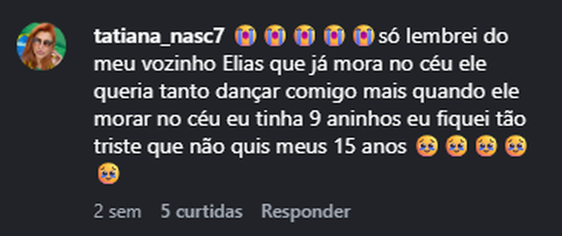 Recorte do comentário real 5 publicado no Instagram.