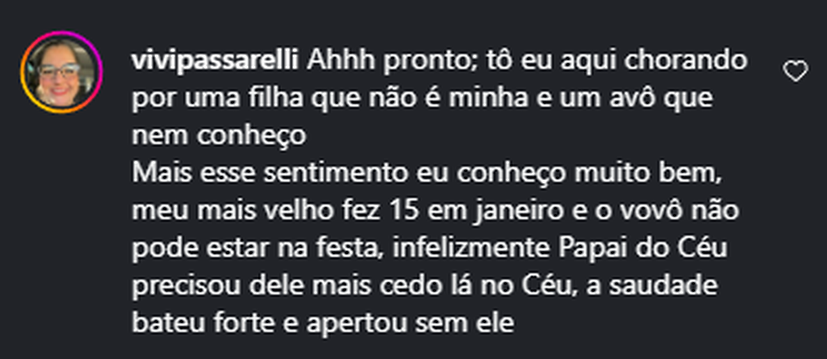 Recorte do comentário real 7 publicado no Instagram.