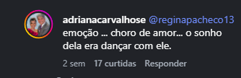 Recorte do comentário real 10 publicado no Instagram.