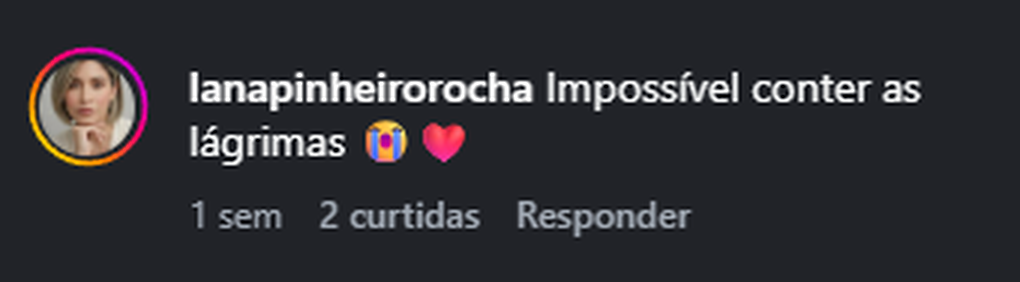 Recorte do comentário real 19 publicado no Instagram.