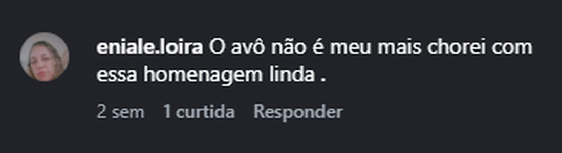Recorte do comentário real 20 publicado no Instagram.