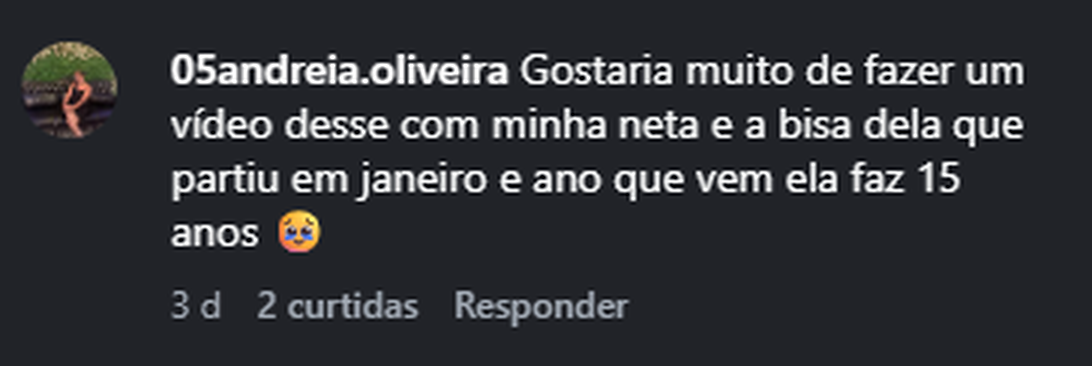 Recorte do comentário real 26 publicado no Instagram.