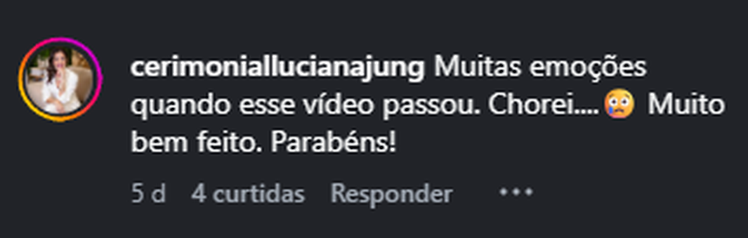 Recorte do comentário real 27 publicado no Instagram.