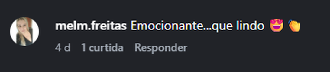 Recorte do comentário real 30 publicado no Instagram.