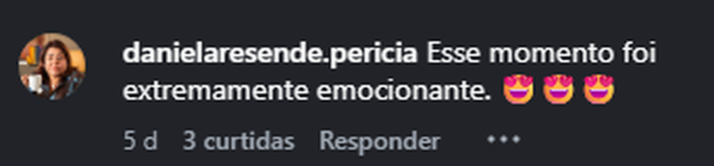 Recorte do comentário real 31 publicado no Instagram.